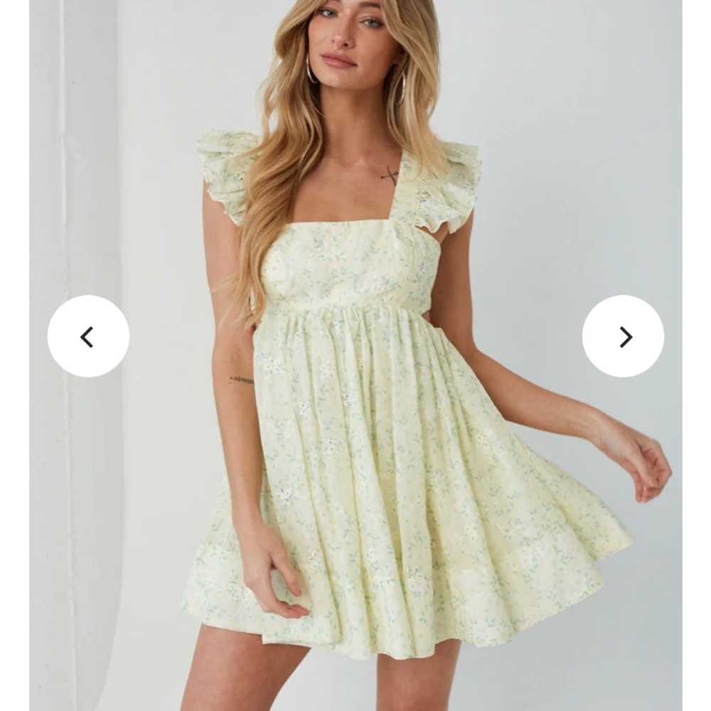 Cara floral eyelet flutter sleeve baby doll mini dress